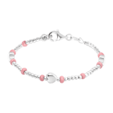 Kinderarmband, 925 Silber, Stern, Herz, Blume, rosa