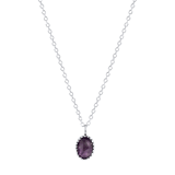 Halskette, 925 Silber, mit Anhänger, Edelstein, Amethyst