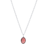 Zilveren ketting met hanger Gemstone rhodonite