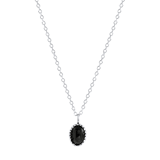 Halskette, 925 Silber, mit Anhänger, Edelstein, schwarzer Onyx