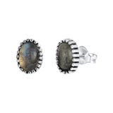 Ohrstecker, 925 Silber, mit Edelstein, Labradorit