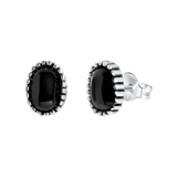 Ohrstecker, 925 Silber, mit Edelstein, schwarzer Onyx