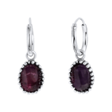 Zilveren oorringen met hanger Gemstone amethyst