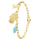 Armband, Edelstahl, vergoldet (585 Gold), Amulett