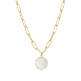 Halskette, Edelstahl, vergoldet (585 Gold), rund