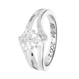 Ring, 925 Silber, schwarze Gravur, Zirkonia