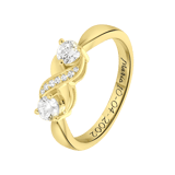 Ring, 925 Silber, vergoldet, schwarze Gravur, Zirkonia