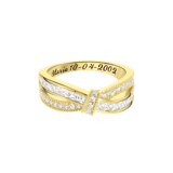 Ring, 925 Silber, vergoldet, schwarze Gravur, Zirkonia
