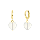 Stainless steel goldplated oorringen met hanger hart met maansteenvoor dames