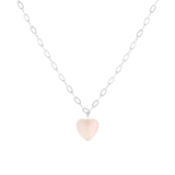 Stainless steel ketting met hartje rozenkwarts