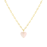 Stainless steel goldplated ketting met hanger hart met rozenkwarts voor dames