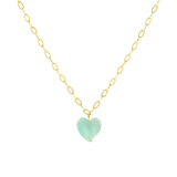 Stainless steel goldplated ketting met hanger hart met aventurijn voor dames