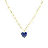 Stainless steel goldplated ketting met hanger hart met lapis lazuli voor dames