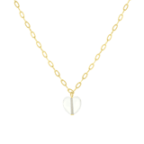 Stainless steel goldplated ketting met hanger hart met maansteen voor dames