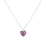 Halskette, Edelstahl, mit Herz, Amethyst