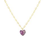 Stainless steel goldplated ketting met hanger hart met amethyst voor dames