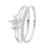 Doppelring, 925 Silber mit Zirkonia, Stern