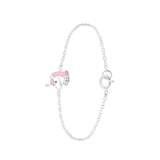 Zilveren kinderarmband unicorn emaille