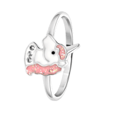 Kinderring, 925 Silber, Einhorn, Emaille