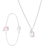 Zilveren kinderset unicorn emaille