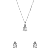 Schmuckset, 925 Silber, Halskette und Ohrringe, Zirkonia