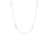 Tricolor-Halskette, 585 Gold, 6 Herzen, Rot-, Gelb- und Weißgold