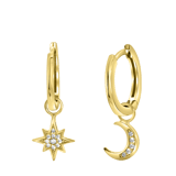 Zilveren goldplated oorringen ster met zirkonia voor dames