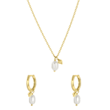 Zilveren goldplated sieradenset met parel voor dames