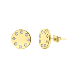 Ohrstecker, Edelstahl, vergoldet, mit Anhänger, Scheibe