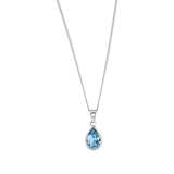 Zilveren ketting met hanger druppel kristal aqua voor dames