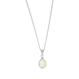 Halskette, 925 Silber, mit Anhänger in Tropfenform, Kristall, Opal