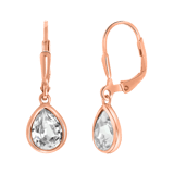 Zilveren roseplated oorhangers druppel kristal voor dames