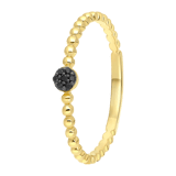Ring, 585 Gelbgold, 7 schwarze Diamanten 0,025 ct, Kugel