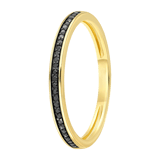 14 karaat geelgouden railring 29 zwarte diamanten 0,08ct
