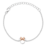 Zilveren Disney Minnie armband roseplated strik