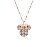 Disney zilveren roséplated kinderketting met hanger voor Minnie Mouse met zirkonia