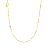 Zilveren goldplated ketting met letterhanger en geboortesteen voor dames