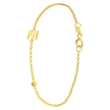 Zilveren goldplated armband letter+geboortesteen