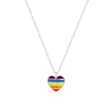 Zilveren ketting met hanger hart regenboog K3