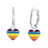 Zilveren kinderoorringen met hanger hart regenboog K3