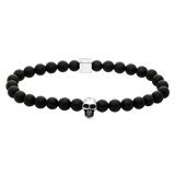 Herrenarmband, Edelstahl, schwarzer Achat, Totenkopf