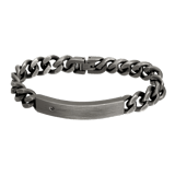 Gerecycled stainless steel herenarmband plaat zirkonia zwart antique