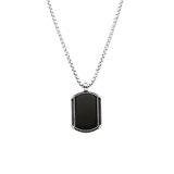 Gerecycled stainless steel herenketting met hanger plaat zwart agaat
