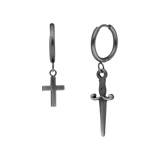 Gerecycled stainless steeloorringen met hanger zwaard en kruis voor heren