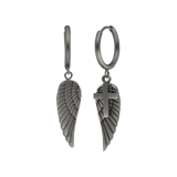 Gerecycled stainless steeloorringen met hanger vleugel en kruis voor heren