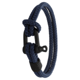 Herrenarmband, Edelstahl, Federring-Verschluss, dunkelblau/schwarz