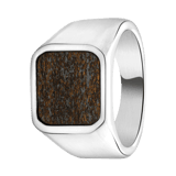 Gerecycled stainless steel heren zegelring bronzonite