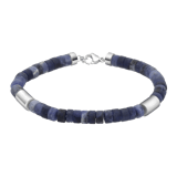 Gerecycled stainless steel herenarmband natuursteen sodalite