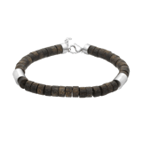 Herrenarmband, Edelstahl, Naturstein, Bronzit