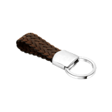 Stalen sleutelhanger leer bruin